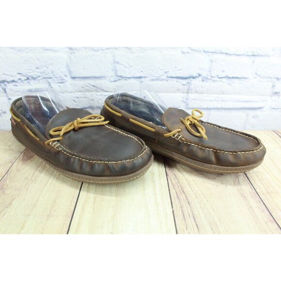 LL Bean Handsewn Slippers Flannel Lined Brown Size 12 M - Picture 5 of 9